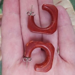 Vintage Marbled Copper Colored Lucite Earrings TCJB1